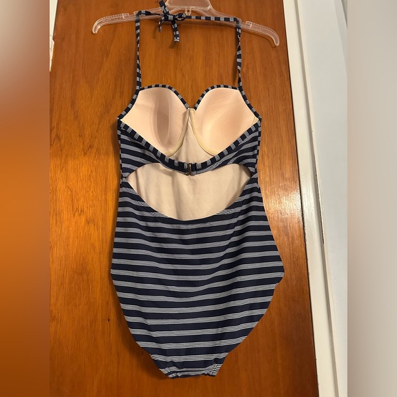 Merona Halter Top Navy and White Striped Swimsuit - Picture 2 of 5